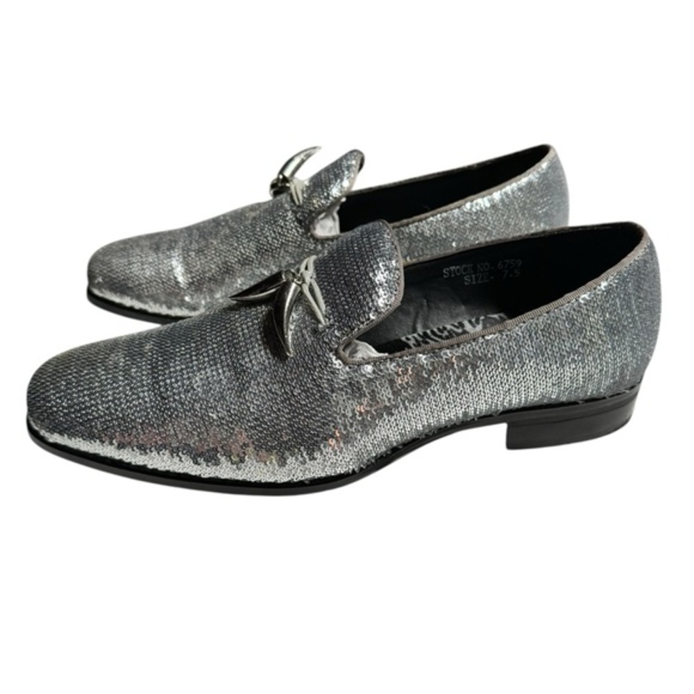 After midnight men’s 6759 Silver Smoking Sequins wedding formal Loafer 7.5